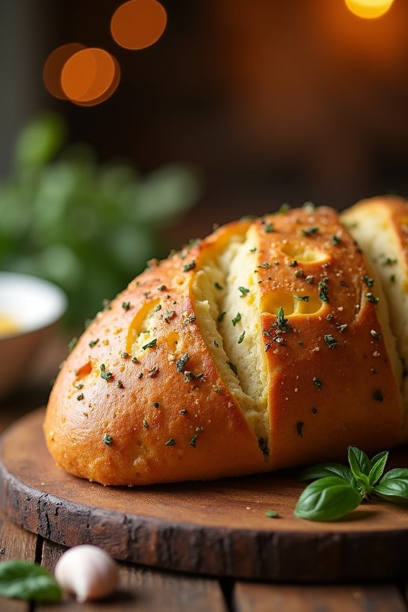 baking flavorful garlic cheese bread