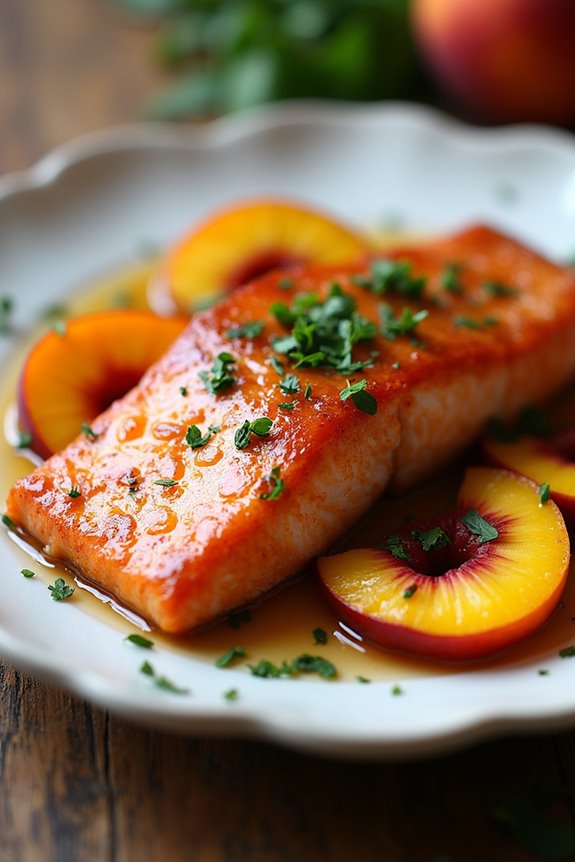 bourbon peach roasted salmon
