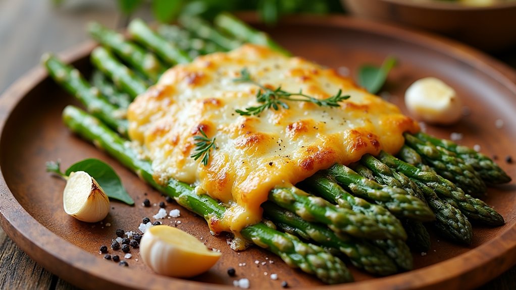 cheesy baked asparagus delight