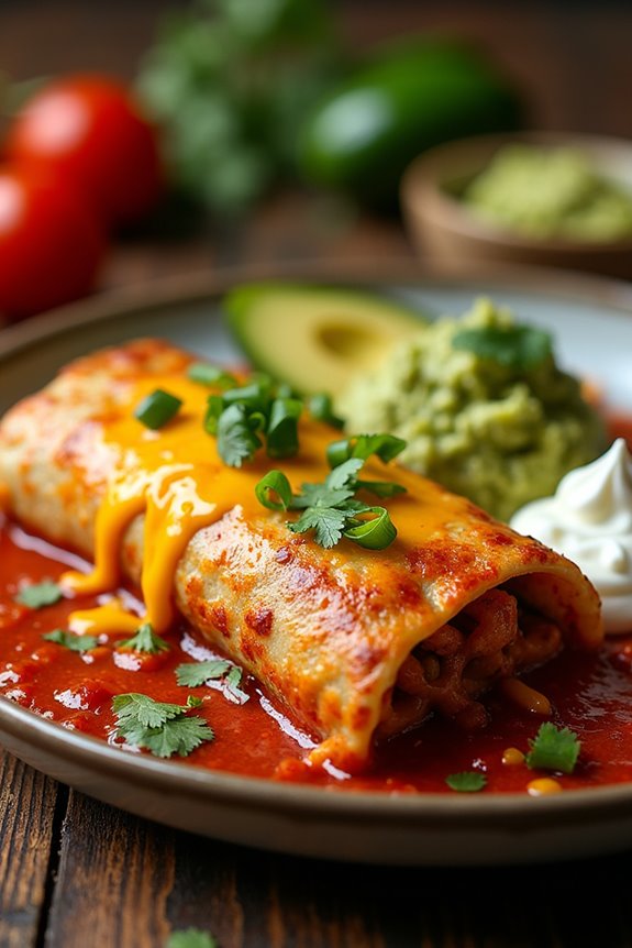 cheesy enchilada style wet burritos