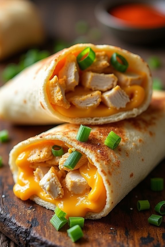 cheesy garlic chicken wraps