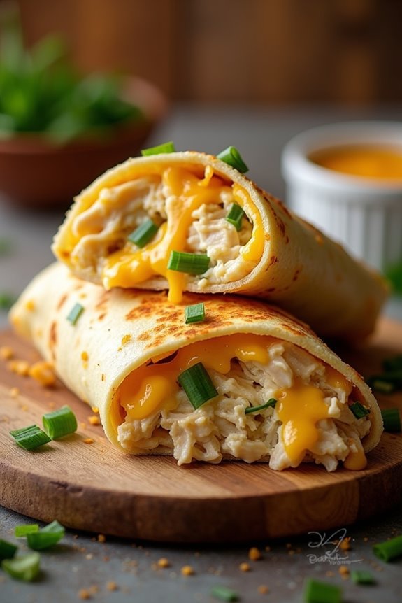 cheesy garlic chicken wraps