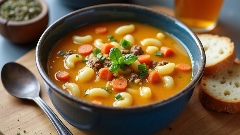 cheesy hamburger macaroni soup