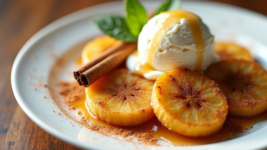 cinnamon sweetened fried bananas