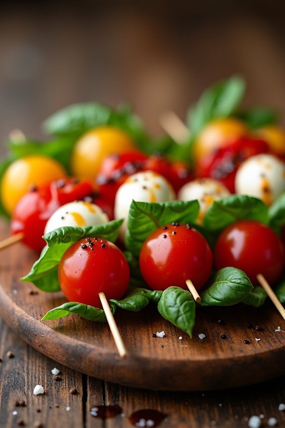 colorful caprese skewer assembly