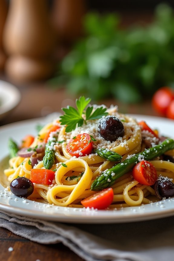 colorful vegetable pasta dish