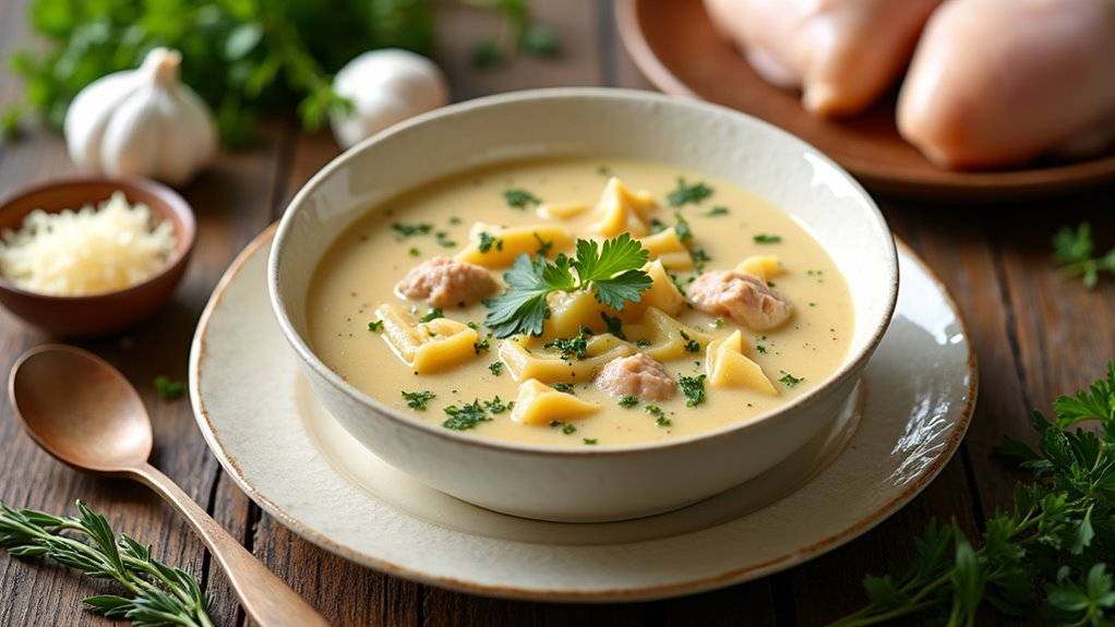 creamy chicken lasagna soup