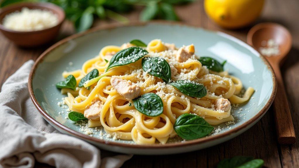 creamy chicken spinach pasta