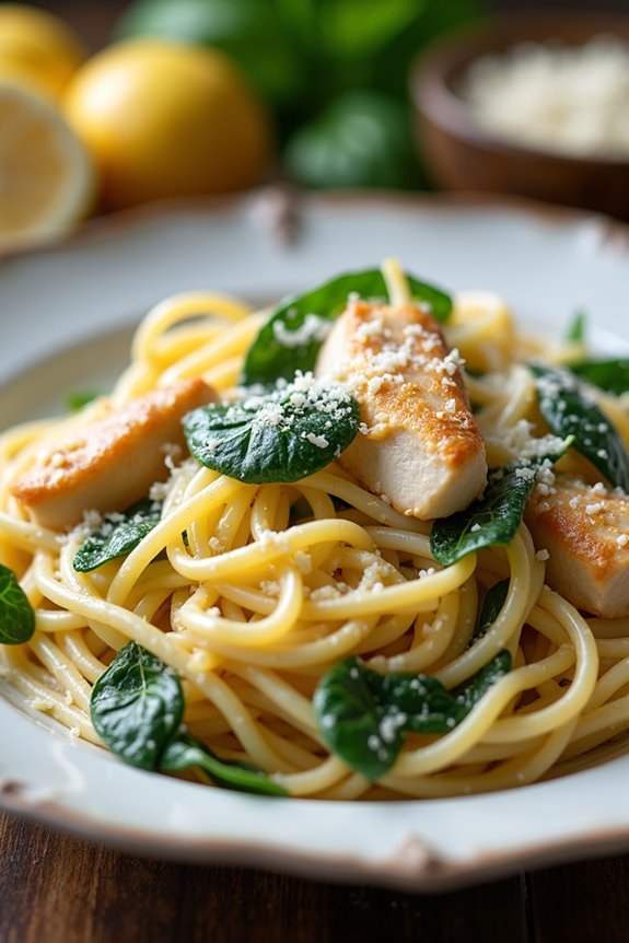 creamy chicken spinach pasta