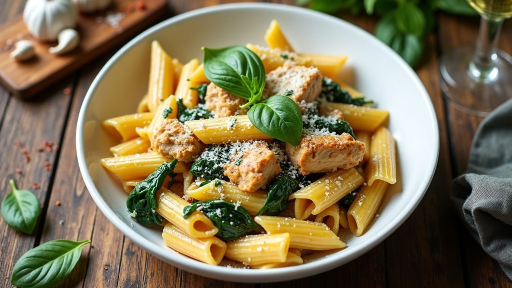 creamy chicken spinach penne