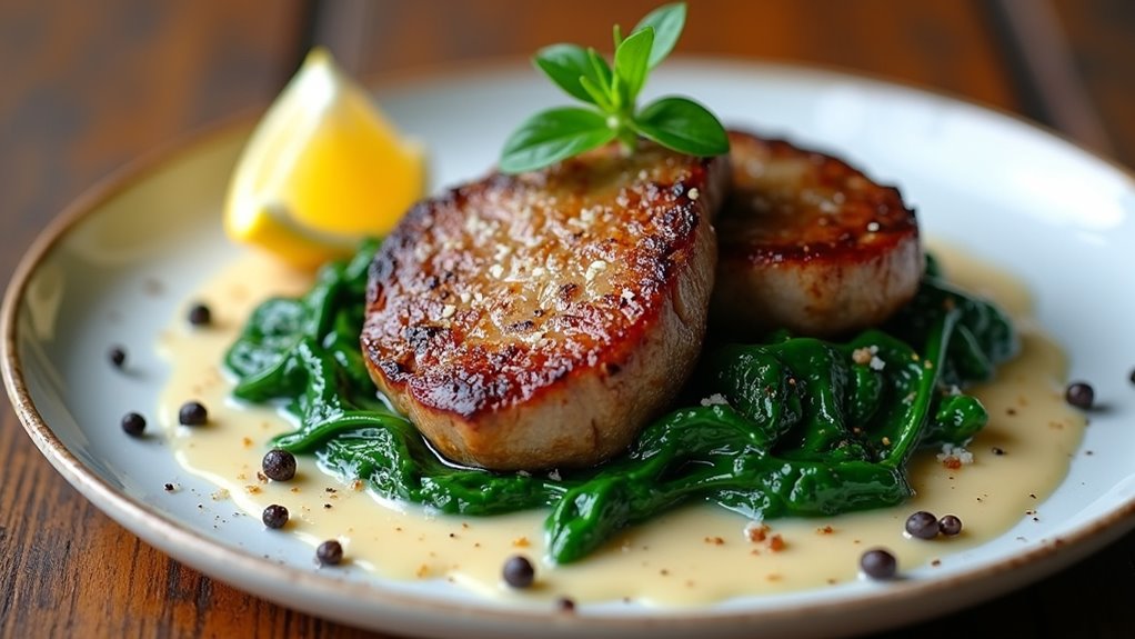 creamy garlic spinach chops