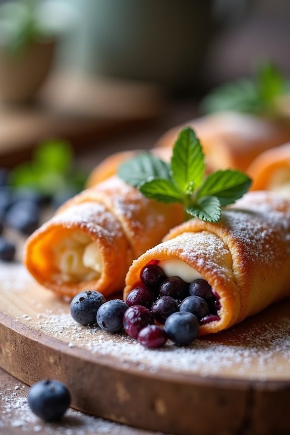 crispy blueberry cream cheese egg rolls