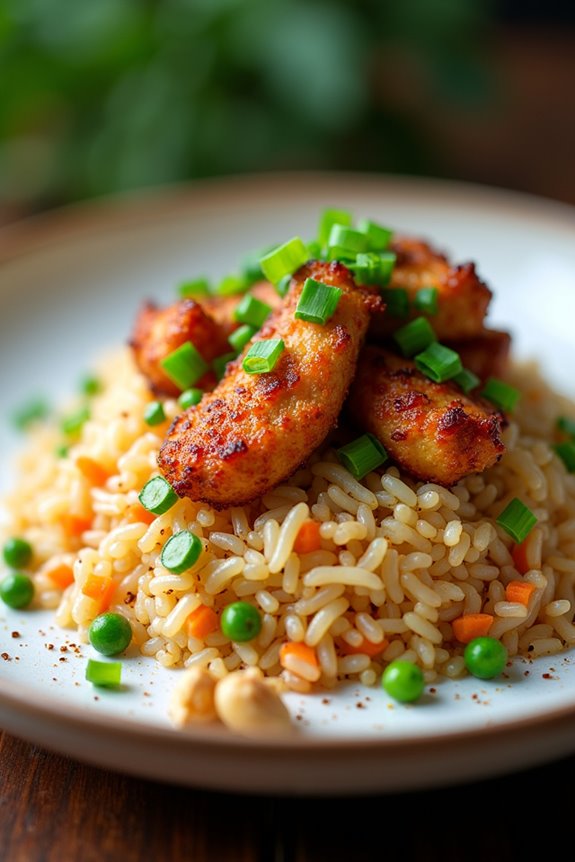 crispy garlic chicken fried rice