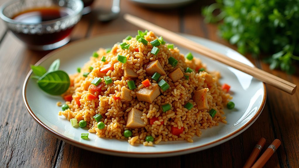crispy garlic chicken fried rice