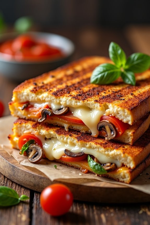 crispy gooey pizza panini