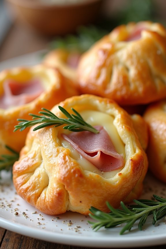 flaky ham and cheese pastries