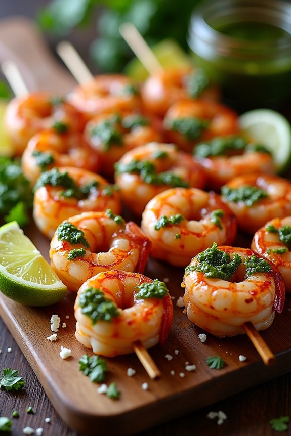 grilled chimichurri shrimp skewers