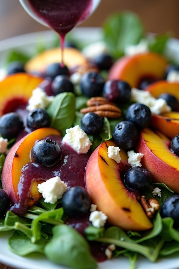 grilled peach blueberry salad