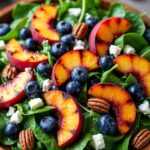grilled peach blueberry salad