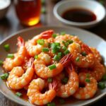 honey glazed prawns dish
