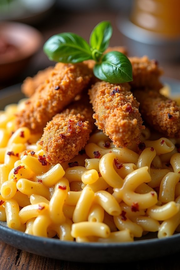 honey pepper chicken mac and cheese