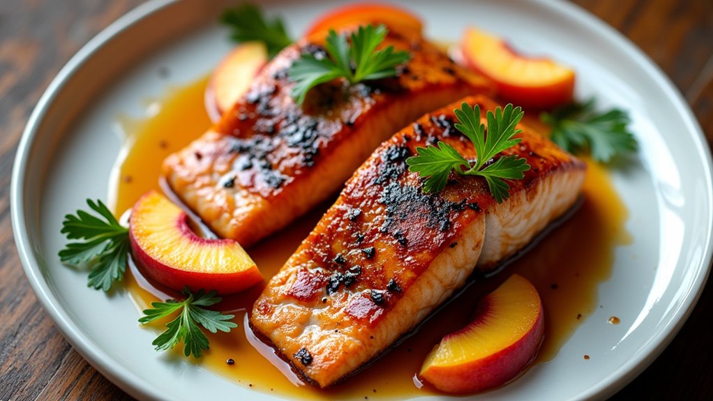 peach infused salmon dish