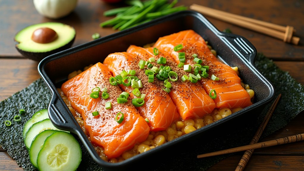 satisfying salmon sushi bake