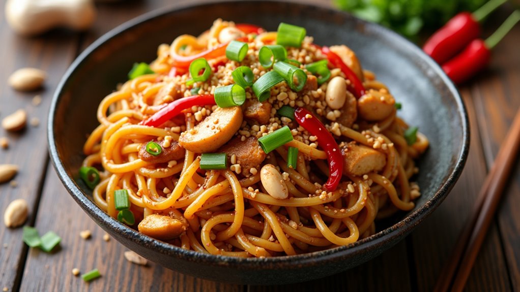 savor spicy kung pao noodles
