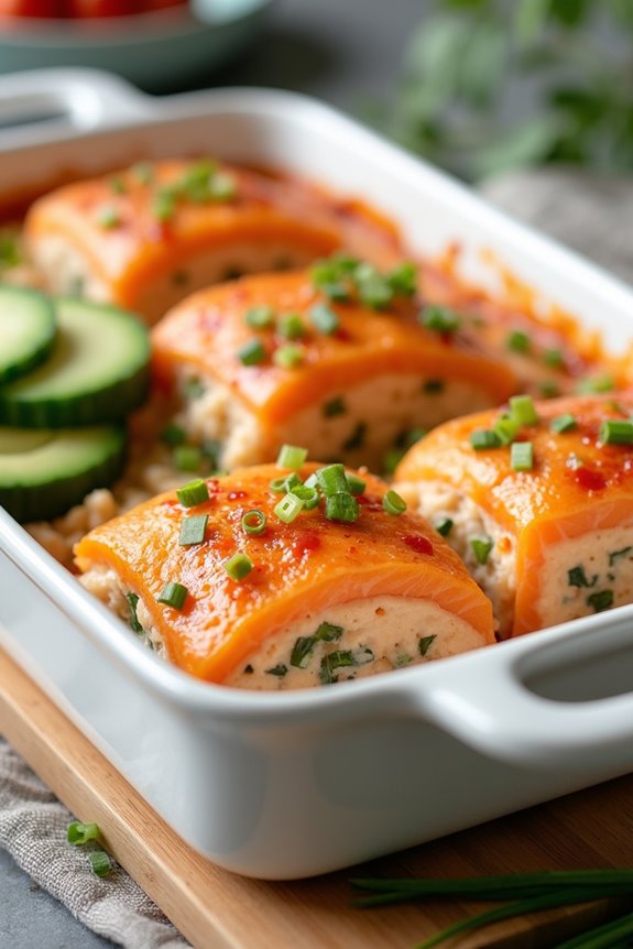 savory salmon sushi bake