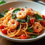 shrimp pasta with spinach