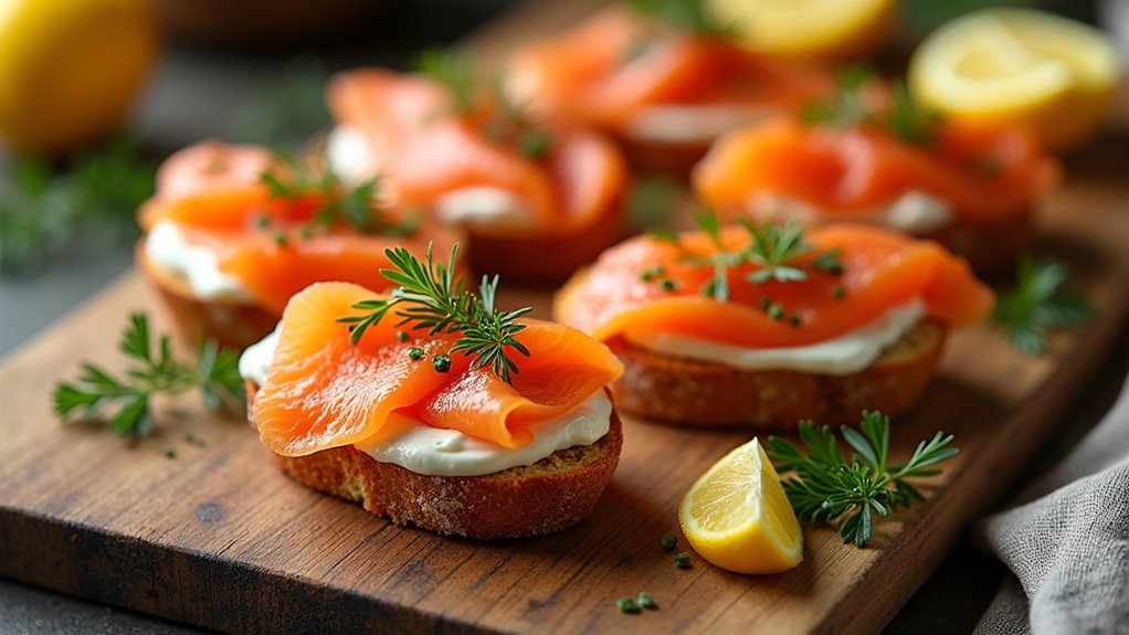 smoked salmon herb crostini