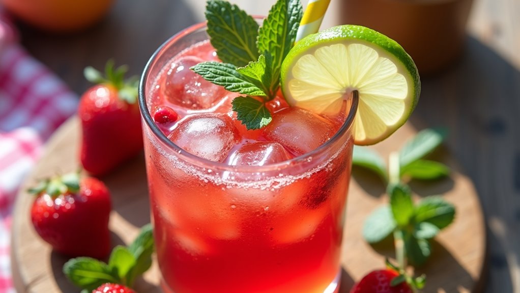 strawberry lime sparkling beverage