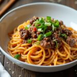 asian style ground beef spaghetti