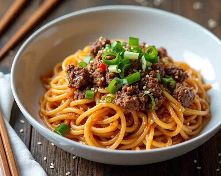 asian style ground beef spaghetti