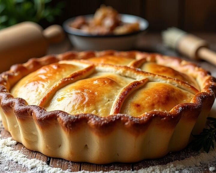 cozy steak and onion pie
