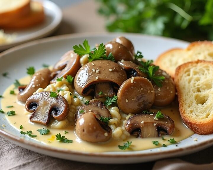 creamy garlic parmesan mushrooms