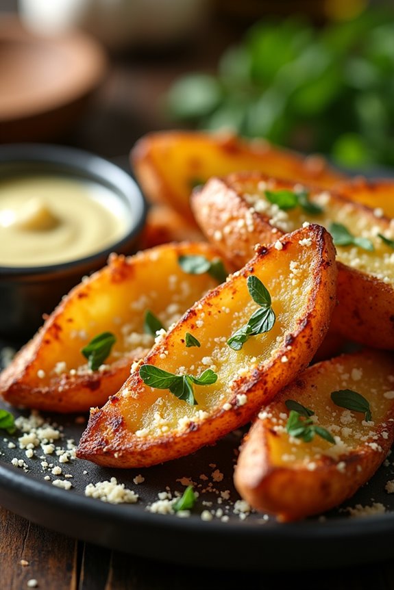 crispy parmesan garlic wedges