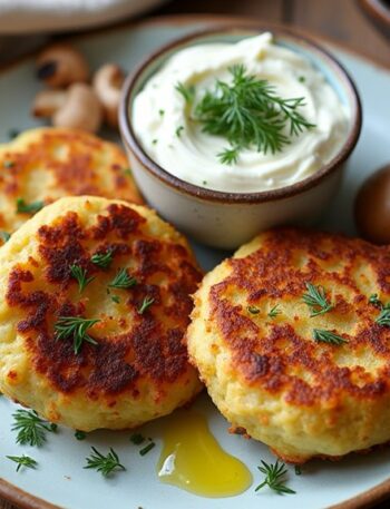 mushroom stuffed potato cakes