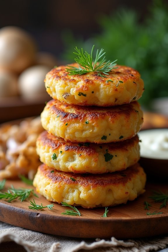 mushroom stuffed potato cakes