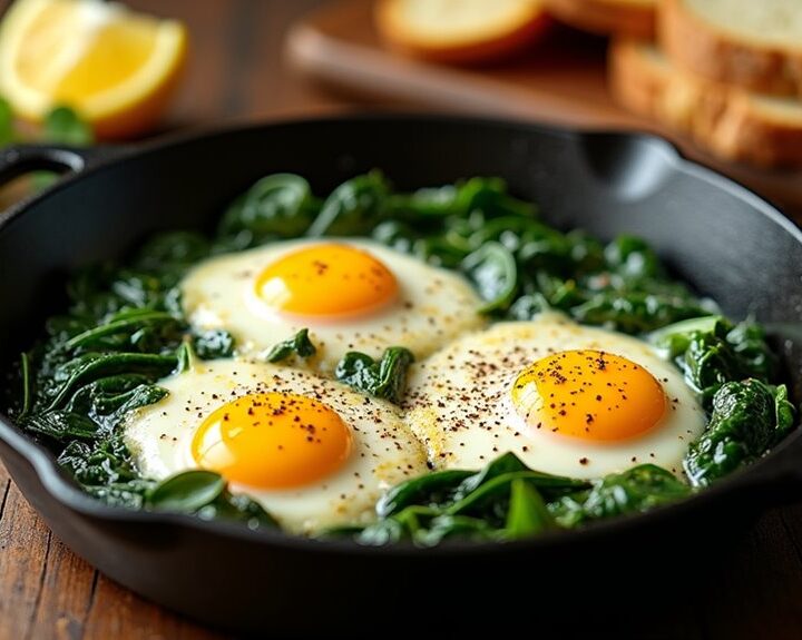 savory baked spinach eggs