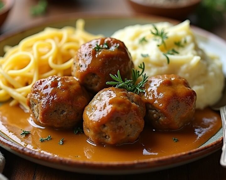 savory meatballs in gravy