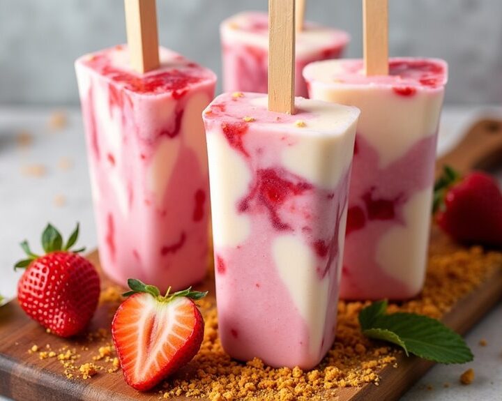 strawberry cheesecake ice pops