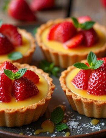 strawberry honey custard tarts
