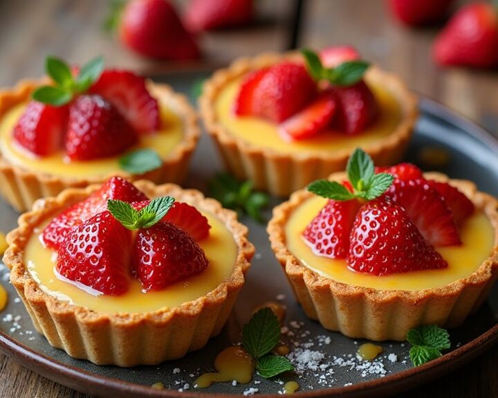 strawberry honey custard tarts