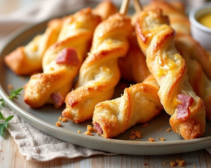 cheesy ham pastry bites