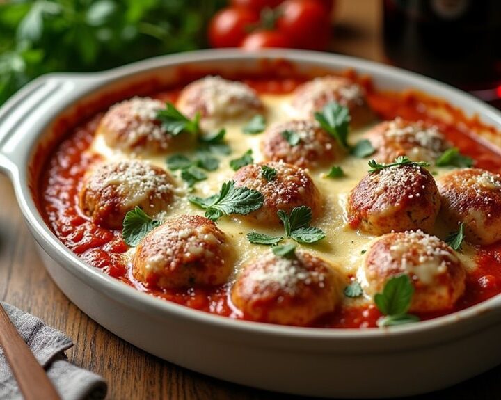 cozy meatball parmesan dish