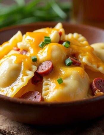 creamy kielbasa pierogi casserole