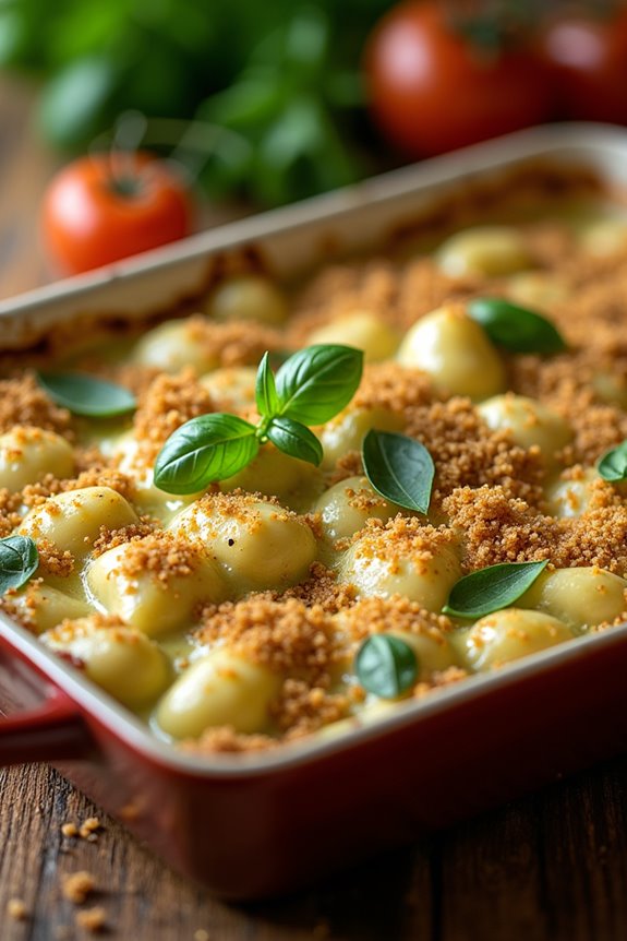 creamy pesto gnocchi bake