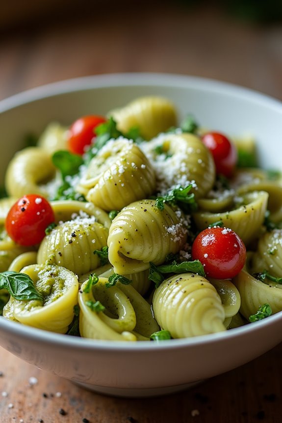 creamy pesto pasta shells