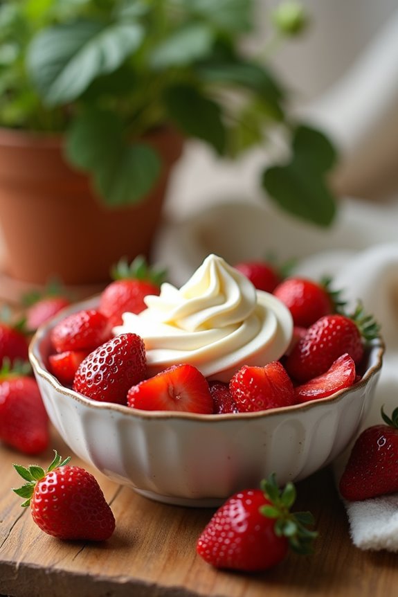 making strawberries with cream